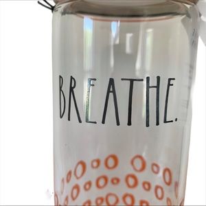 Rae Dunn BREATHE Glass Water Bottle NWT Wood Top Bead